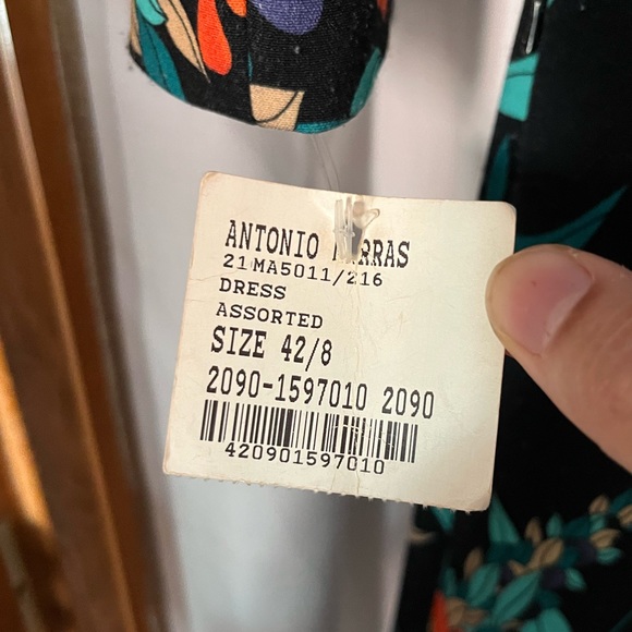 NWT Antonio Marras navy blue floral pleated dress quarter sleeve - Picture 5 of 5